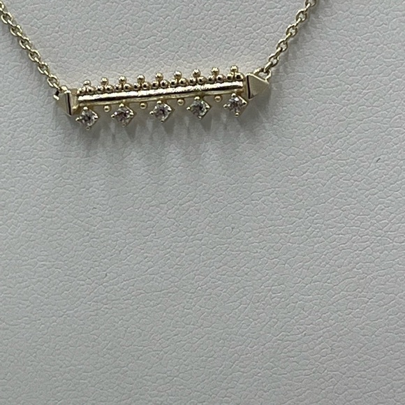 Kendra Scott Gold Plated Anissa Bar Pendant Cubic Zirconia Regal Necklace - Picture 4 of 13